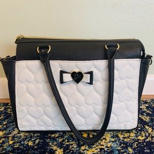 Betsey Johnson Black & White Hearts Crossbody